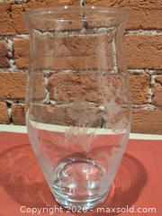 MaxSold Auction: Turkish Pa?abahçe Clear Glass Vase with Floral Etched Design, 7.75 in - Kingston (Ontario, Canada) SELLER MANAGED Downsizing Online Auction - Sydenham Street