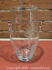 MaxSold Auction: Turkish Pa?abahçe Clear Glass Vase with Floral Etched Design, 7.75 in - Kingston (Ontario, Canada) SELLER MANAGED Downsizing Online Auction - Sydenham Street