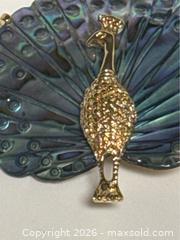 MaxSold Auction: Art Deco Paua Peacock Brooch – Abalone Seashell – Gold Tone Lapel Pin - Campbell (California, USA) PARTNER MANAGED Estate Sale Online Auction -  Dell Avenue