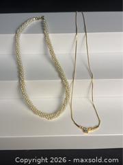 MaxSold Auction: Necklace Lot – Pearl Strand & Gold-Tone Rhinestone Necklace - Campbell (California, USA) PARTNER MANAGED Estate Sale Online Auction -  Dell Avenue
