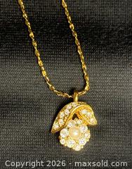 MaxSold Auction: Vintage Monet Gold-Tone Pendant Necklace – Faux Pear - Rhinestone Accent - Campbell (California, USA) PARTNER MANAGED Estate Sale Online Auction -  Dell Avenue