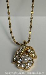 MaxSold Auction: Vintage Monet Gold-Tone Pendant Necklace – Faux Pear - Rhinestone Accent - Campbell (California, USA) PARTNER MANAGED Estate Sale Online Auction -  Dell Avenue