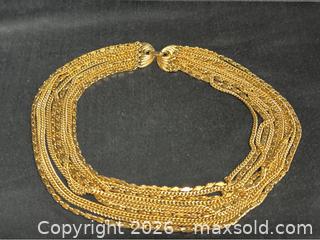 MaxSold Auction: Vintage Monet Marked Gold-Tone Multi-Strand Necklace – Statement Collar - Campbell (California, USA) PARTNER MANAGED Estate Sale Online Auction -  Dell Avenue