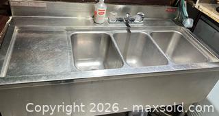 MaxSold Auction: MKE Stainless Steel 3-Compartment Commercial Sink, Large - Quinte West (Trenton) (Ontario, Canada) SELLER MANAGED Moving Online Auction - Front Street