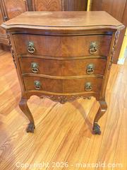 MaxSold Auction: Antique Accent Table with 3 Drawers, Brown - Toronto (Ontario, Canada) SELLER MANAGED Estate Sale Online Auction - Glenthorne Drive