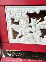 MaxSold Auction: Ornate Vintage Red and White Wooden Outdoor Bench, 2-Person - Toronto (Ontario, Canada) SELLER MANAGED Estate Sale Online Auction - Glenthorne Drive