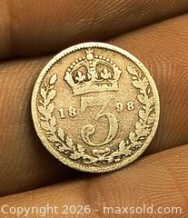 MaxSold Auction: 1898 Victorian 3 Pence .925 Sterling Silver - Kingston (Ontario, Canada) SELLER MANAGED Downsizing Online Auction - Railway Street