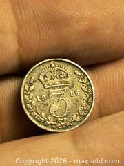 MaxSold Auction: 1915 Sterling silver 3 pence coin of England  - Kingston (Ontario, Canada) SELLER MANAGED Downsizing Online Auction - Railway Street