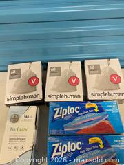 MaxSold Auction: Lot Simplehuman Code V Liners Ziploc Freezer Bags Tru Earth Detergent  - Vancouver (British Columbia, Canada) SELLER MANAGED Reseller Online Auction - East 7th Avenue (STORAGE)