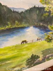 MaxSold Auction: Signed Watercolor Landscape With Horses – Framed - Vancouver (British Columbia, Canada) SELLER MANAGED Reseller Online Auction - East 7th Avenue (STORAGE)