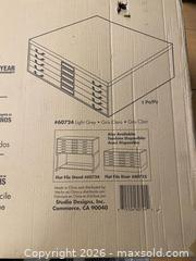 MaxSold Auction: Studio Designs Flat File Cabinet #60724 Light Grey – New in Box - Vancouver (British Columbia, Canada) SELLER MANAGED Reseller Online Auction - East 7th Avenue (STORAGE)
