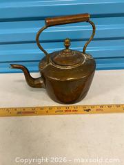MaxSold Auction: Vintage Copper Tea Kettle with Brass Handle - Vancouver (British Columbia, Canada) SELLER MANAGED Reseller Online Auction - East 7th Avenue (STORAGE)