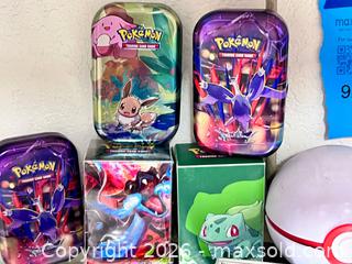 MaxSold Auction: Large Pokémon Swag Lot – Poké Balls, Tins, Sleeves, Dice, Cards & Accessories - Los Angeles (California, USA) SELLER MANAGED Downsizing Online Auction - Devonshire Street