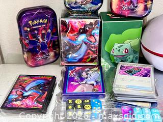 MaxSold Auction: Large Pokémon Swag Lot – Poké Balls, Tins, Sleeves, Dice, Cards & Accessories - Los Angeles (California, USA) SELLER MANAGED Downsizing Online Auction - Devonshire Street