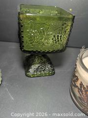 MaxSold Auction: Glass Compote, Decorative-Sleeve Candle & Small Glass Vase - Ottawa (Ontario, Canada) SELLER MANAGED Downsizing Online Auction - Regiment Avenue