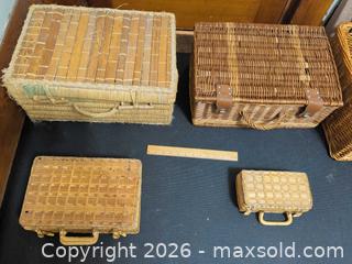 MaxSold Auction: Lot of 8 Wicker & Rattan Baskets and Picnic Cases - Ottawa (Ontario, Canada) SELLER MANAGED Downsizing Online Auction - Regiment Avenue