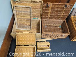 MaxSold Auction: Lot of 8 Wicker & Rattan Baskets and Picnic Cases - Ottawa (Ontario, Canada) SELLER MANAGED Downsizing Online Auction - Regiment Avenue