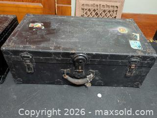 MaxSold Auction: Pair of Black Steamer Trunks with Metal Hardware - Ottawa (Ontario, Canada) SELLER MANAGED Downsizing Online Auction - Regiment Avenue