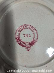 MaxSold Auction: Red Transferware Saucer with 'WATER HEN' Backmark - Ottawa (Ontario, Canada) SELLER MANAGED Downsizing Online Auction - Regiment Avenue