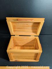 MaxSold Auction: Small Wooden Jewelry Chest with Metal Accent Straps - Ottawa (Ontario, Canada) SELLER MANAGED Downsizing Online Auction - Regiment Avenue