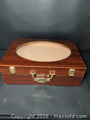 MaxSold Auction: Stokes Wood Jewelry / Storage Box with Handle, Drawer & Latch - Ottawa (Ontario, Canada) SELLER MANAGED Downsizing Online Auction - Regiment Avenue