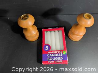 MaxSold Auction: Wall Sconce, Wooden Candlestick Holders & Box of Taper CandlesB - Ottawa (Ontario, Canada) SELLER MANAGED Downsizing Online Auction - Regiment Avenue