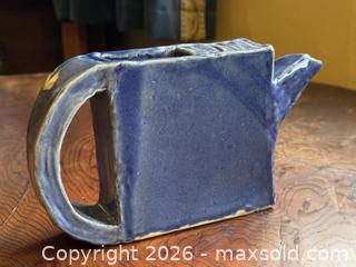 MaxSold Auction: Handmade Blue Glaze Brutalist Ceramic Teapot/Watering Can - Victoria (British Columbia, Canada) SELLER MANAGED Estate Sale Online Auction - Simcoe Street