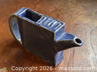MaxSold Auction: Handmade Blue Glaze Brutalist Ceramic Teapot/Watering Can - Victoria (British Columbia, Canada) SELLER MANAGED Estate Sale Online Auction - Simcoe Street