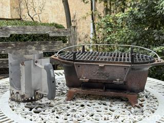 MaxSold Auction: Lodge Cast Iron Sportsman Pro Grill and Weber Chimney Starter  - Victoria (British Columbia, Canada) SELLER MANAGED Estate Sale Online Auction - Simcoe Street