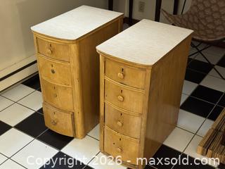 MaxSold Auction: Pair of Antique Birch Bedside Drawer Tables  - Victoria (British Columbia, Canada) SELLER MANAGED Estate Sale Online Auction - Simcoe Street