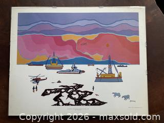 MaxSold Auction: Ted Harrison Limited Print - Rigs, Ships, and Helicopters Over Ice  - Victoria (British Columbia, Canada) SELLER MANAGED Estate Sale Online Auction - Simcoe Street