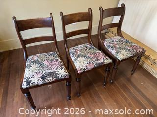 MaxSold Auction: Three Vintage Mahogany Victorian Style Dining Chairs - Victoria (British Columbia, Canada) SELLER MANAGED Estate Sale Online Auction - Simcoe Street