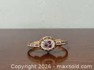 MaxSold Auction: Andre Mouche Swiss Ronda Movement Red Floral Pattern Ladies Bangle Watch -  Mountain View (California, USA) SELLER MANAGED Estate Sale Online Auction - Clark Avenue