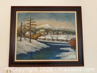 MaxSold Auction: Beautiful Large Vintage Framed Art: Winter Landscape 43x36  -  Mountain View (California, USA) SELLER MANAGED Estate Sale Online Auction - Clark Avenue