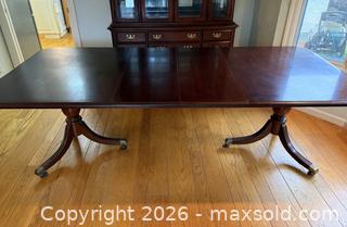 MaxSold Auction: Vintage American Drew Traditional Chippendale Style Banded Cherry Double Pedestal Dining Table -  Mountain View (California, USA) SELLER MANAGED Estate Sale Online Auction - Clark Avenue