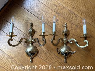 MaxSold Auction: Vintage Brass Wall Sconces w/ Candelabra Arms Made in Spain -  Mountain View (California, USA) SELLER MANAGED Estate Sale Online Auction - Clark Avenue