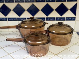 MaxSold Auction: Vintage Corning Vision Smoked Glass Cookware Set -  Mountain View (California, USA) SELLER MANAGED Estate Sale Online Auction - Clark Avenue
