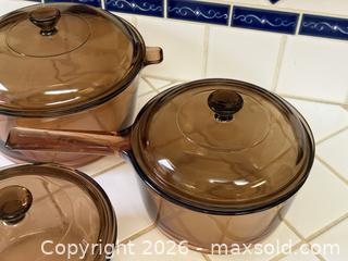 MaxSold Auction: Vintage Corning Vision Smoked Glass Cookware Set -  Mountain View (California, USA) SELLER MANAGED Estate Sale Online Auction - Clark Avenue
