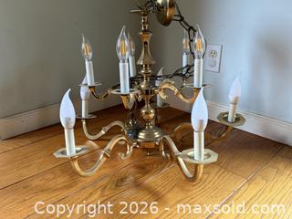 MaxSold Auction: Vintage Large Dutch Style Arm Lights Brass Chandelier Made in Spain  -  Mountain View (California, USA) SELLER MANAGED Estate Sale Online Auction - Clark Avenue