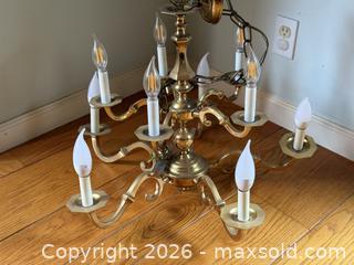 MaxSold Auction: Vintage Large Dutch Style Arm Lights Brass Chandelier Made in Spain  -  Mountain View (California, USA) SELLER MANAGED Estate Sale Online Auction - Clark Avenue