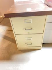 MaxSold Auction: Beige Metal & Dark Wood Top 2-Drawer Vertical File Cabinet - Longmont (Colorado, USA) PARTNER MANAGED Estate Sale Online Auction - Whitehall Drive