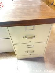 MaxSold Auction: Beige Metal Filing Cabinet with Wood Top, 2-Drawer Pedestal - Longmont (Colorado, USA) PARTNER MANAGED Estate Sale Online Auction - Whitehall Drive