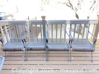 MaxSold Auction: Black Metal Square Patio Dining Set with Umbrella and 4 Chairs - Longmont (Colorado, USA) PARTNER MANAGED Estate Sale Online Auction - Whitehall Drive