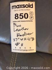 MaxSold Auction: Blue Leather Manual Recliner 37"W x 41"D x 43"H - Longmont (Colorado, USA) PARTNER MANAGED Estate Sale Online Auction - Whitehall Drive
