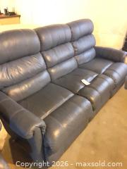 MaxSold Auction: Leather Couch (double recliner) Blue - Longmont (Colorado, USA) PARTNER MANAGED Estate Sale Online Auction - Whitehall Drive