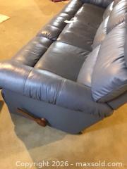 MaxSold Auction: Leather Couch (double recliner) Blue - Longmont (Colorado, USA) PARTNER MANAGED Estate Sale Online Auction - Whitehall Drive