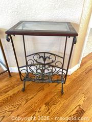 MaxSold Auction: Ornate Wrought Iron Accent Table with Glass Top & Magazine Rack - Longmont (Colorado, USA) PARTNER MANAGED Estate Sale Online Auction - Whitehall Drive