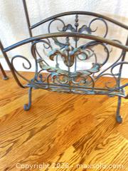 MaxSold Auction: Ornate Wrought Iron Accent Table with Glass Top & Magazine Rack - Longmont (Colorado, USA) PARTNER MANAGED Estate Sale Online Auction - Whitehall Drive