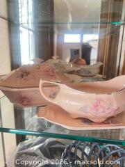 MaxSold Auction: Pink Floral Porcelain & Glass Serving Set with Silver Trim - Longmont (Colorado, USA) PARTNER MANAGED Estate Sale Online Auction - Whitehall Drive