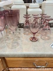 MaxSold Auction: Set of 16 Pink Glass Wine Goblets - Longmont (Colorado, USA) PARTNER MANAGED Estate Sale Online Auction - Whitehall Drive